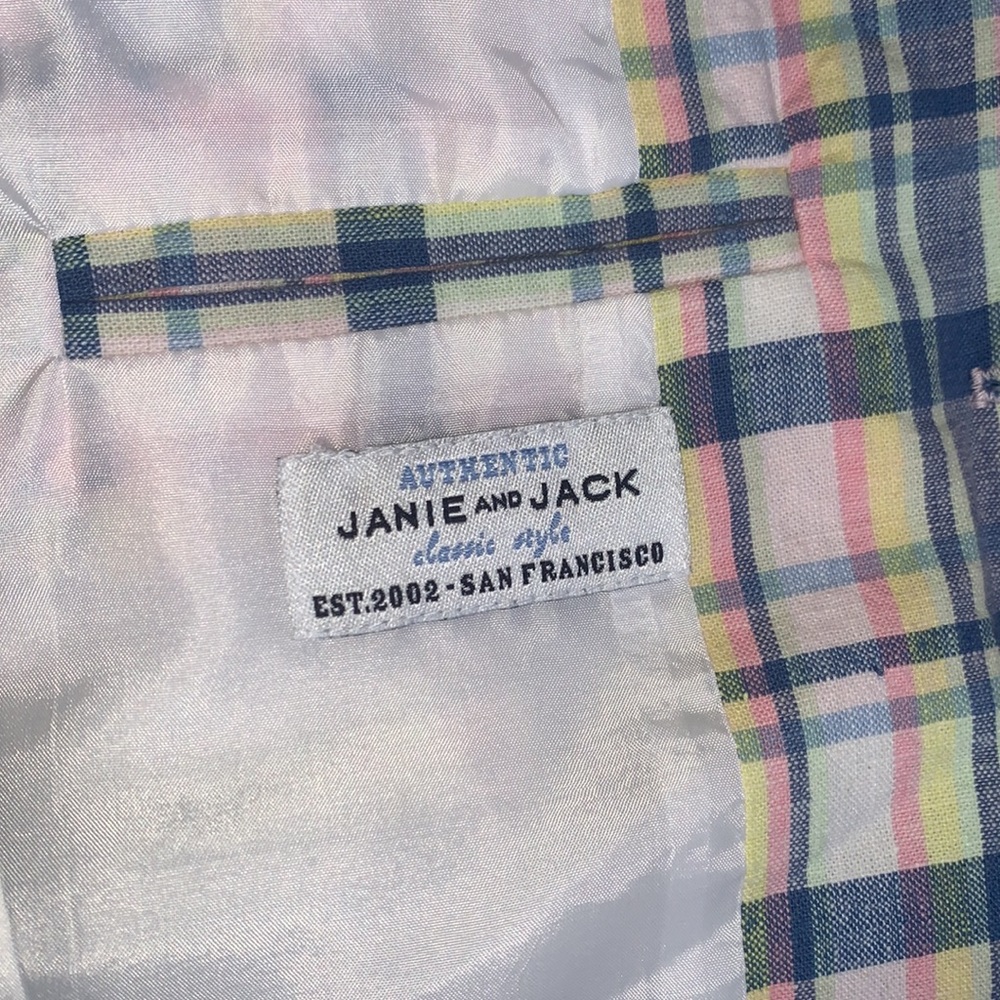 Janie and Jack Blue and Pink Plaid Linen Blazer - NWT - Picture 5 of 9